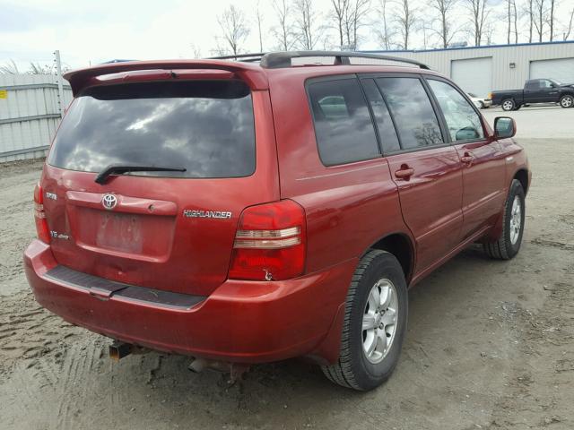 JTEHF21A410034153 - 2001 TOYOTA HIGHLANDER RED photo 4