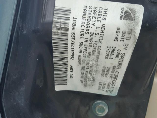 1G8AJ55F96Z138145 - 2006 SATURN ION LEVEL მწვანე ფოტო 10