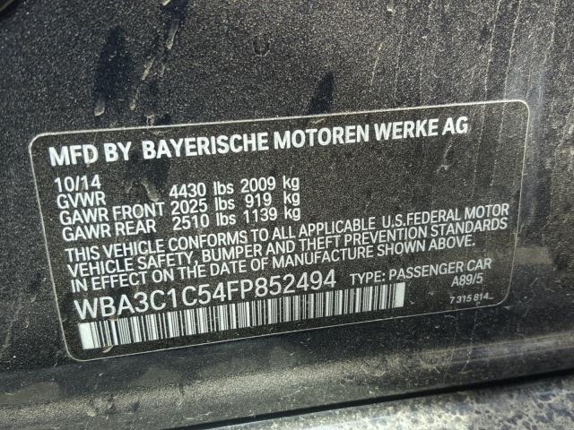 WBA3C1C54FP852494 - 2015 BMW 328 I SULE BLUE photo 10