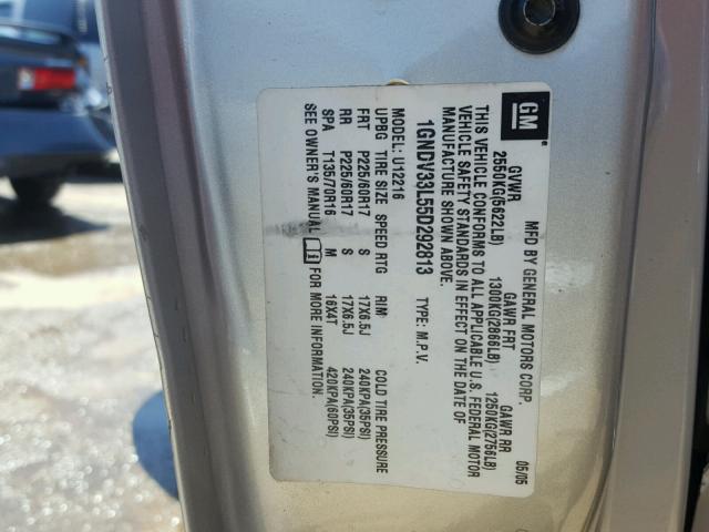 1GNDV33L55D292813 - 2005 CHEVROLET UPLANDER L 银色 照片 10