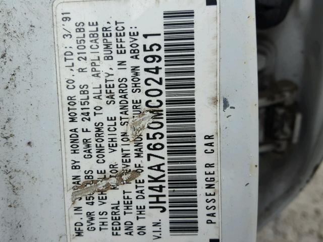 JH4KA7650MC024951 - 1991 ACURA LEGEND L WHITE photo 10