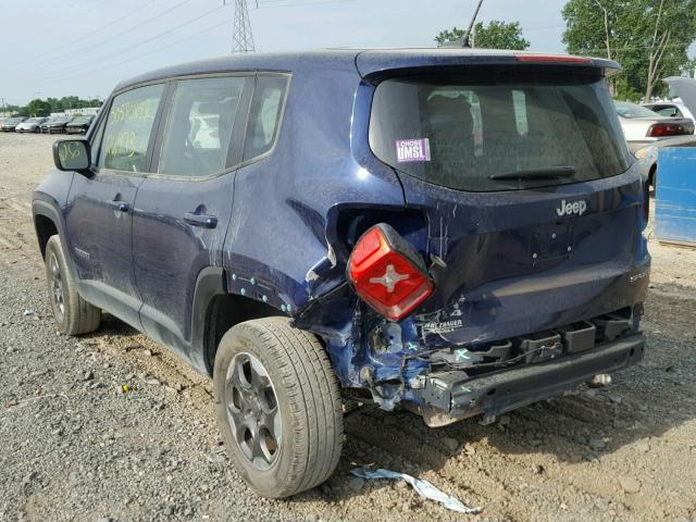 ZACCJBAT5GPD10762 - 2016 JEEP RENEGADE S Mavi foto 3