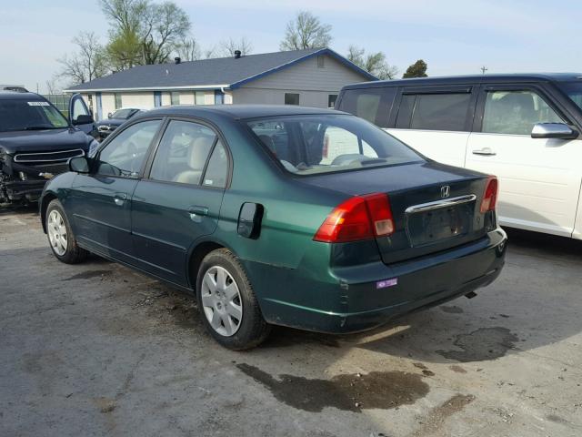 1HGES26781L028632 - 2001 HONDA CIVIC EX GREEN photo 3