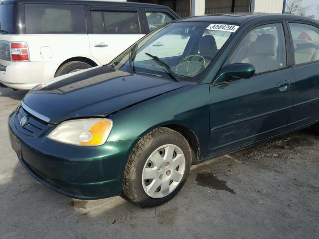 1HGES26781L028632 - 2001 HONDA CIVIC EX GREEN photo 9