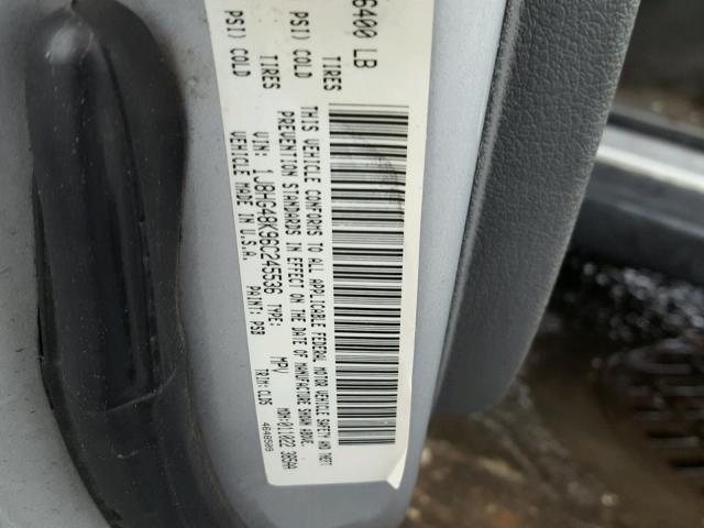 1J8HG48K96C245536 - 2006 JEEP COMMANDER SILVER photo 10