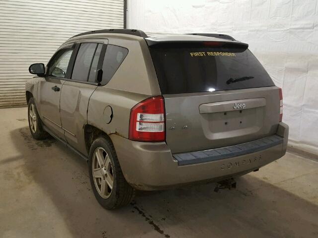 1J8FF47W78D528206 - 2008 JEEP COMPASS SP TAN photo 3