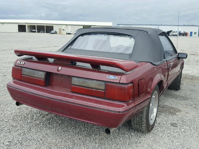 1FABP44E1KF220285 - 1989 FORD MUSTANG LX RED photo 4
