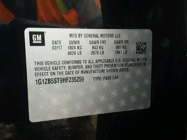 1G1ZB5ST9HF235259 - 2017 CHEVROLET MALIBU LS 黑色 照片 10