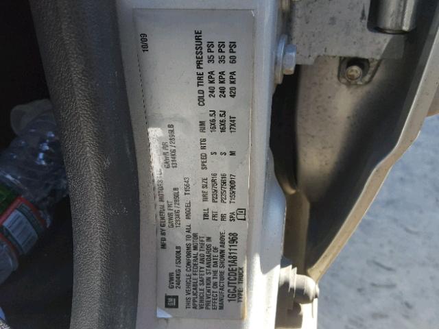 1GCJTCDE1A8111968 - 2010 CHEVROLET COLORADO L GRAY photo 9