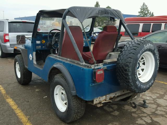 J9F83AC028975 - 1979 JEEP WRANGLER BLUE photo 3