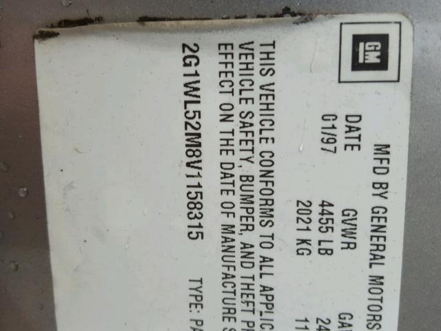 2G1WL52M8V1158315 - 1997 CHEVROLET LUMINA BAS 灰色 照片 10