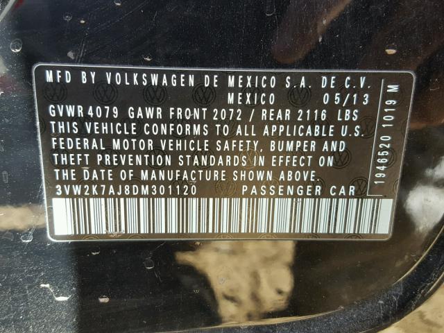 3VW2K7AJ8DM301120 - 2013 VOLKSWAGEN JETTA BASE 黑色 照片 10
