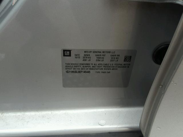 1G11H5SL0EF146445 - 2014 CHEVROLET MALIBU LTZ 银色 照片 10
