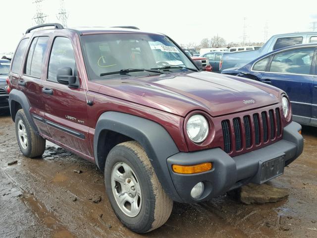 1J4GL48K02W127313 - 2002 JEEP LIBERTY SP BURGUNDY photo 1