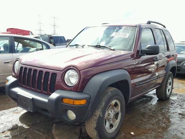 1J4GL48K02W127313 - 2002 JEEP LIBERTY SP BURGUNDY photo 2