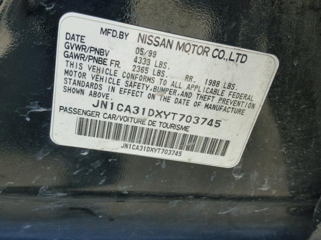 JN1CA31DXYT703745 - 2000 NISSAN MAXIMA GLE BLACK photo 10