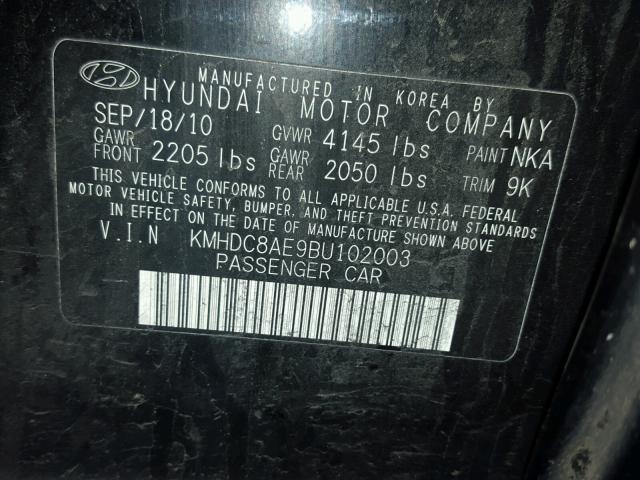 KMHDC8AE9BU102003 - 2011 HYUNDAI ELANTRA TO BLACK photo 10