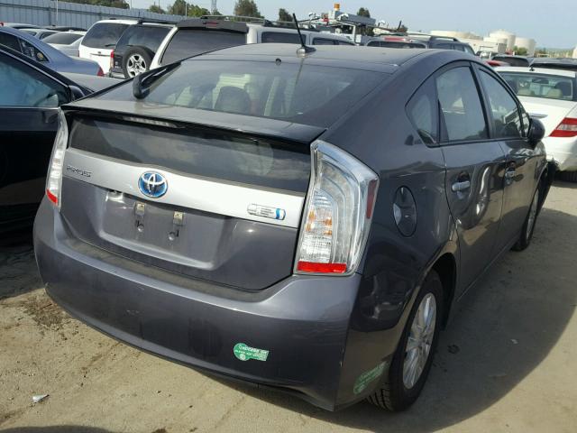 JTDKN3DP0F3068213 - 2015 TOYOTA PRIUS PLUG GRAY photo 4