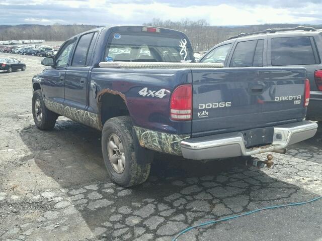 1D7HG48N44S622834 - 2004 DODGE DAKOTA QUA BLUE photo 3