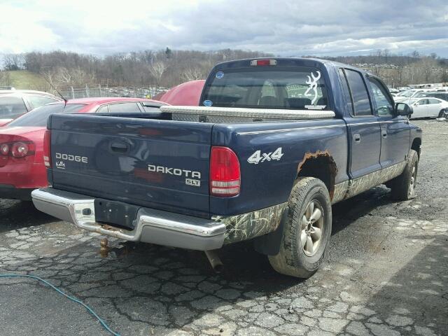 1D7HG48N44S622834 - 2004 DODGE DAKOTA QUA BLUE photo 4