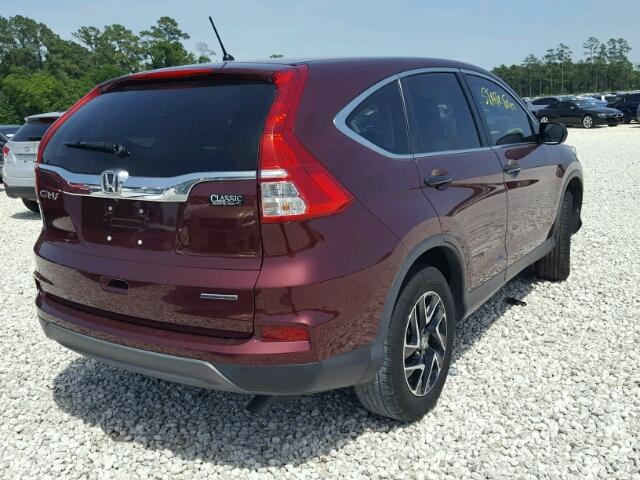 2HKRM3H4XGH518151 - 2016 HONDA CR-V SE MAROON photo 4