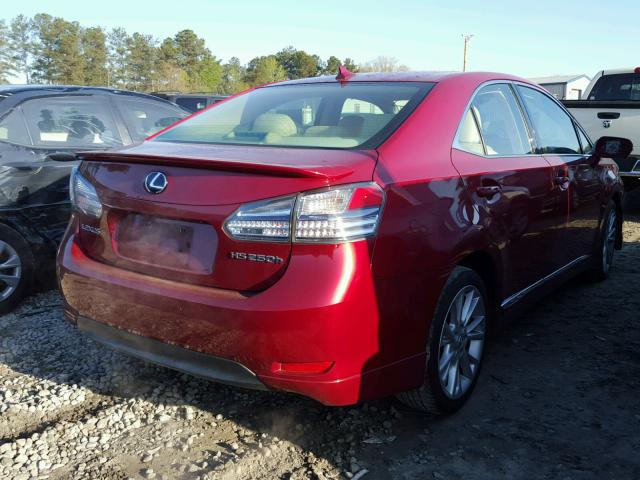 JTHBB1BA9A2008018 - 2010 LEXUS HS 250H RED photo 4