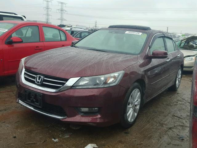 1HGCR3F84EA011460 - 2014 HONDA ACCORD EXL BURGUNDY photo 2