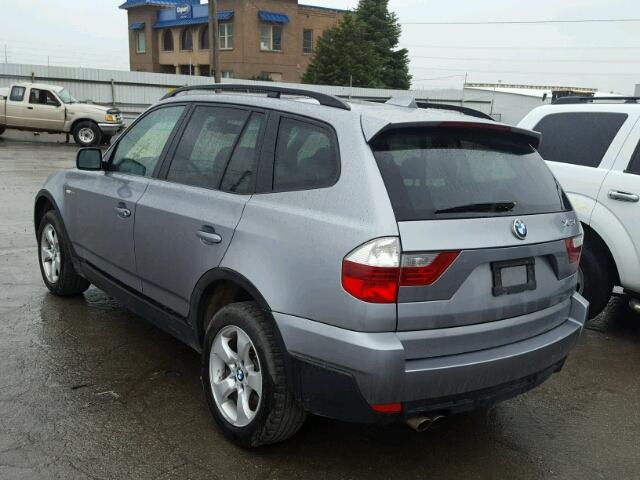 WBXPC93438WJ20377 - 2008 BMW X3 3.0SI SILVER photo 3