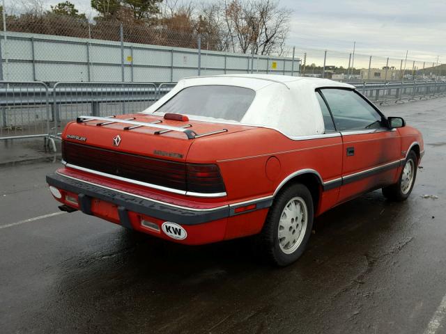 1C3BJ55E7JG366431 - 1988 CHRYSLER LEBARON PR RED photo 4