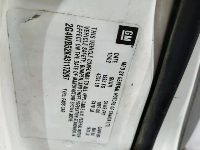 2G4WB52K431172987 - 2003 BUICK REGAL LS 白色 照片 10