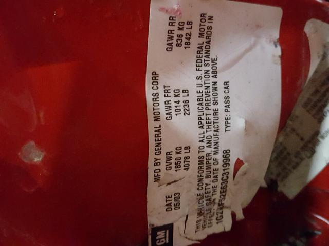 1G2NF52E63C319968 - 2003 PONTIAC GRAND AM S 红色 照片 10