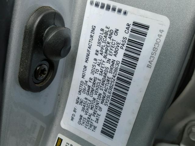 5Y2SL63825Z428630 - 2005 PONTIAC VIBE SILVER photo 10