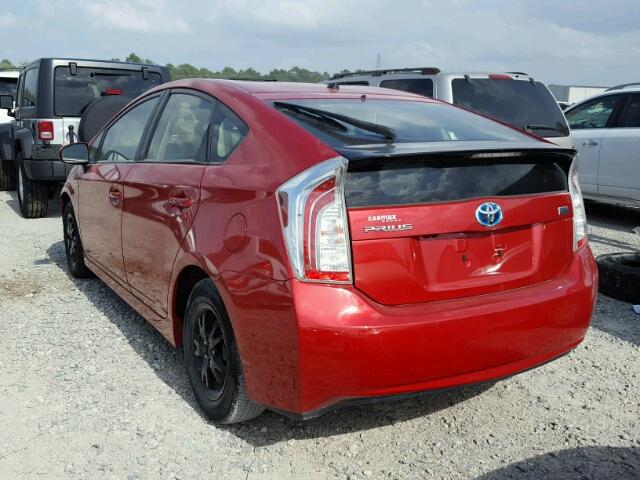 JTDKN3DU3F1933483 - 2015 TOYOTA PRIUS RED photo 3