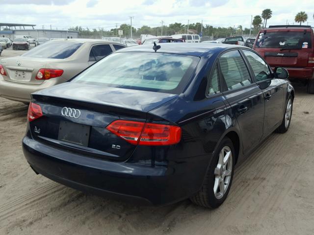 WAULF78K59N035298 - 2009 AUDI A4 2.0T QU BLUE photo 4