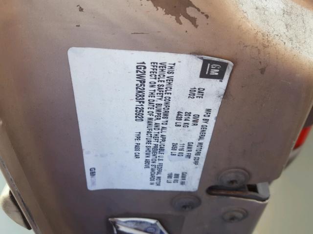 1G2WP52K83F125920 - 2003 PONTIAC GRAND PRIX Bej foto 10