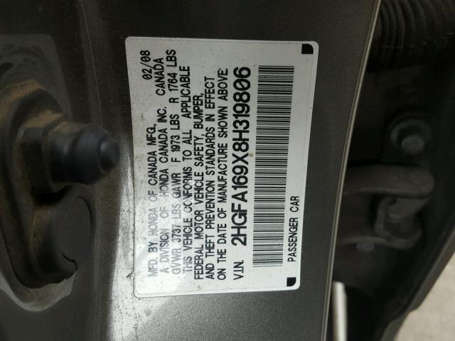 2HGFA169X8H319806 - 2008 HONDA CIVIC EXL 棕色 照片 10