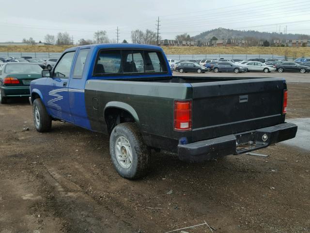 1B7GG23X9PS267604 - 1993 DODGE DAKOTA BLUE photo 3