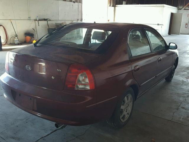 KNAFB161035102980 - 2003 KIA SPECTRA GS MAROON photo 4