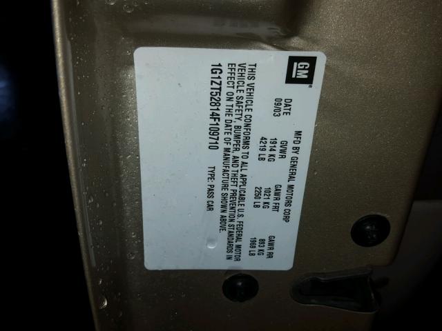 1G1ZT52814F109710 - 2004 CHEVROLET MALIBU LS 金色 照片 10