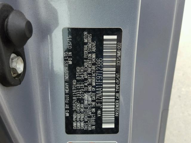 JF1ZNAA11F9712386 - 2015 TOYOTA SCION FR-S ვერცხლისფერი ფოტო 10