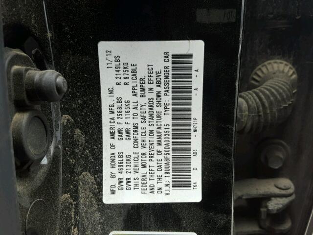 19UUA8F50DA003515 - 2013 ACURA TL TECH BLACK photo 10