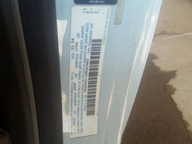 3VWCM31Y14M341852 - 2004 VOLKSWAGEN NEW BEETLE 蓝色 照片 10