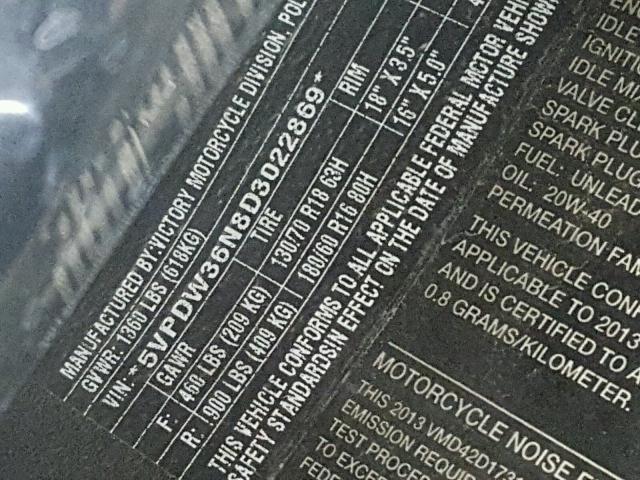 5VPDW36N8D3022869 - 2013 VICTORY MOTORCYCLES CROSS COUN Negro foto 19