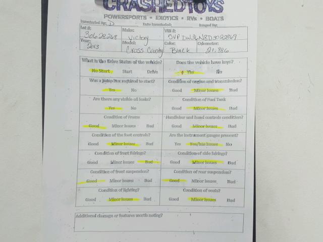 5VPDW36N8D3022869 - 2013 VICTORY MOTORCYCLES CROSS COUN Negro foto 20