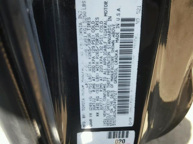 5TETU62N98Z495727 - 2008 TOYOTA TACOMA PRE BLACK photo 10