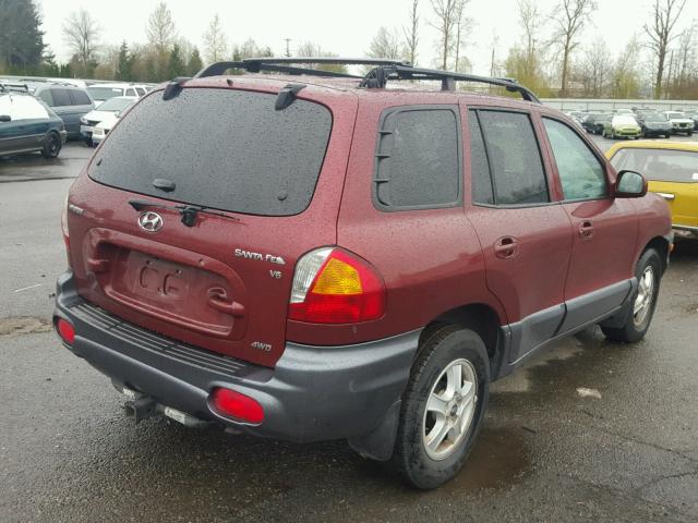 KM8SC73D42U283954 - 2002 HYUNDAI SANTA FE G BURGUNDY photo 4