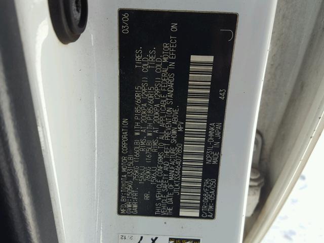 JTLKT334464077850 - 2006 TOYOTA SCION XB თეთრი ფოტო 10