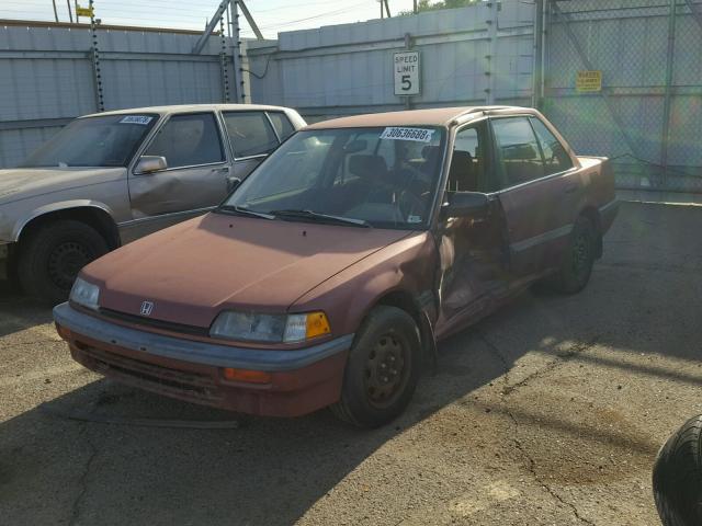 JHMED3650KS004165 - 1989 HONDA CIVIC LX BURGUNDY photo 2