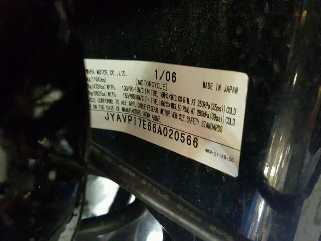 JYAVP17E66A020566 - 2006 YAMAHA XV1700 A BLACK photo 10