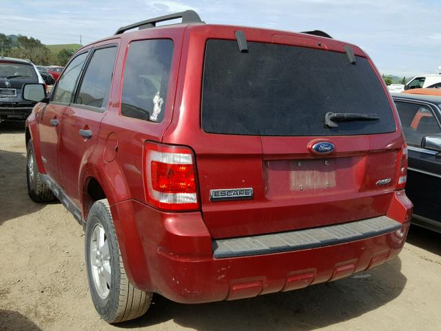 1FMCU93108KD75375 - 2008 FORD ESCAPE XLT BURGUNDY photo 3